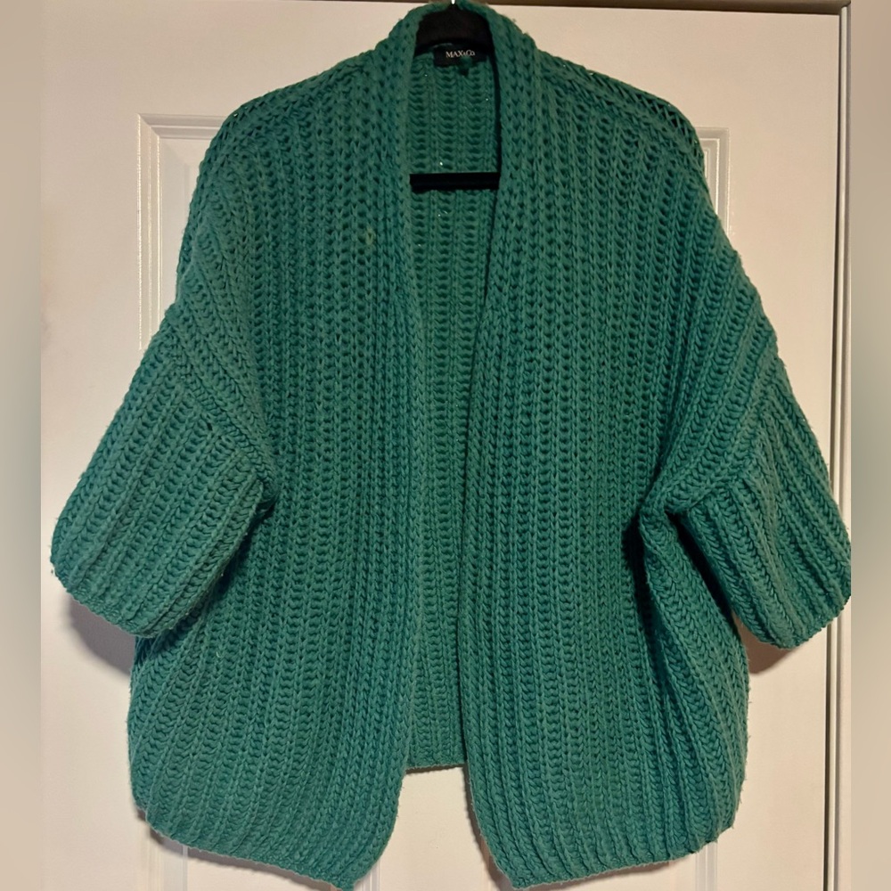 Max & Co Chunky Wool Teal Women's Sweater, size Medium